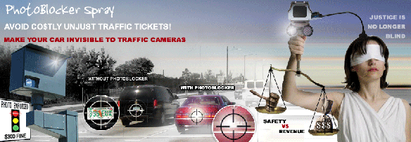 Photoblocker Spray - Prevent Red Light Camera Traffic Tickets!